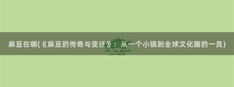 日韩中文麻豆专区：麻豆在哪(《麻豆的传奇与变迁》：从一个小镇到全球文化圈的一员)